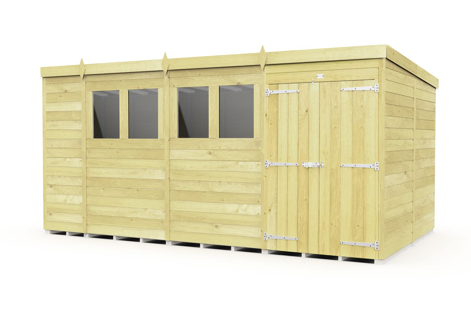 15 X 8 Pent Shed Double Door
