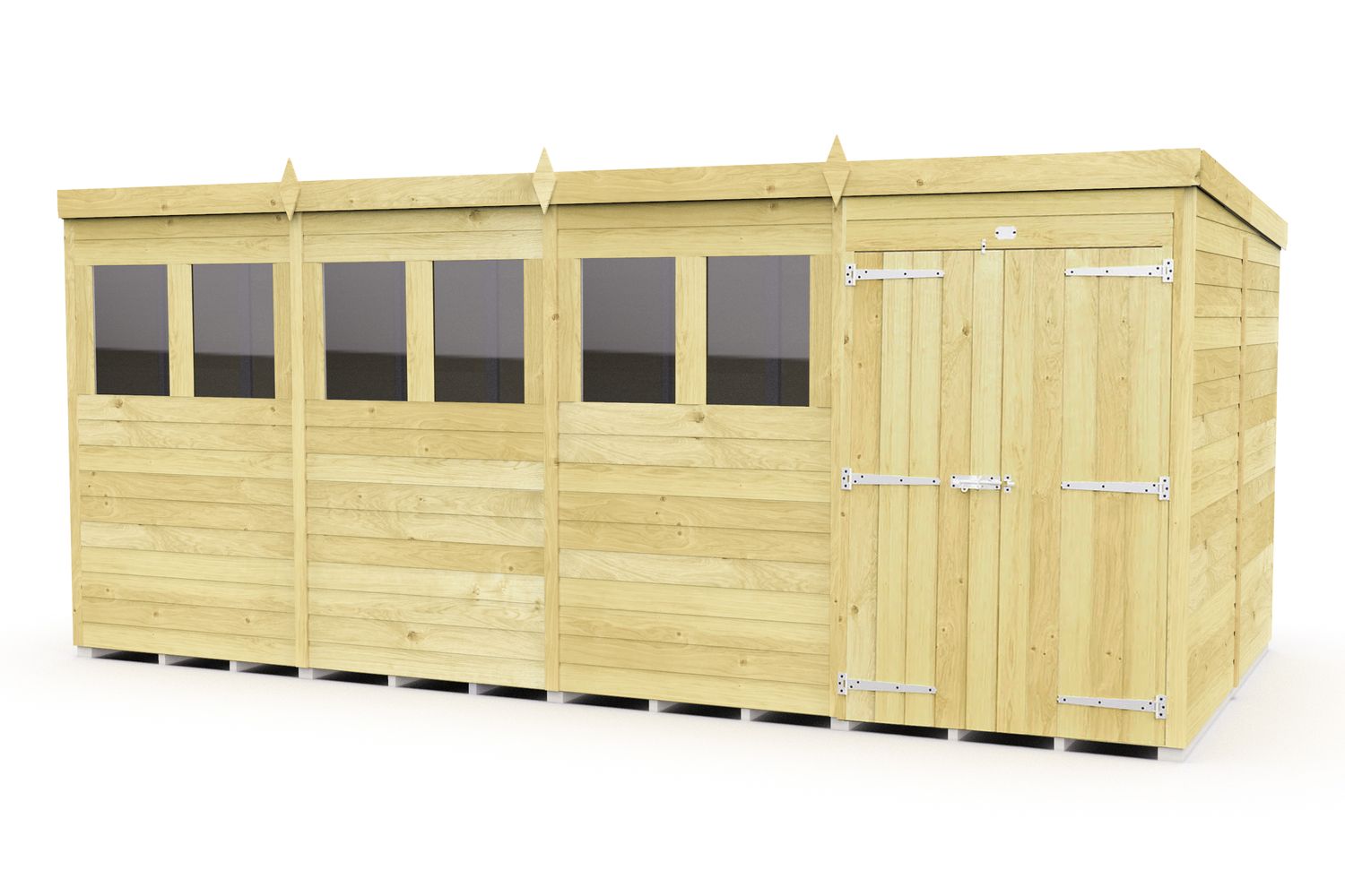 16 X 8 Pent Shed Double Door