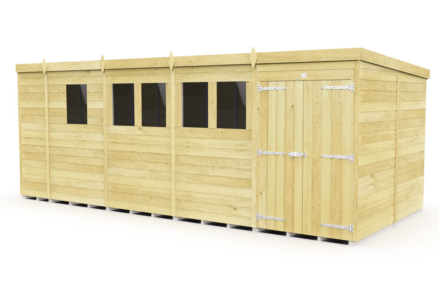 17 X 8 Pent Shed Double Door