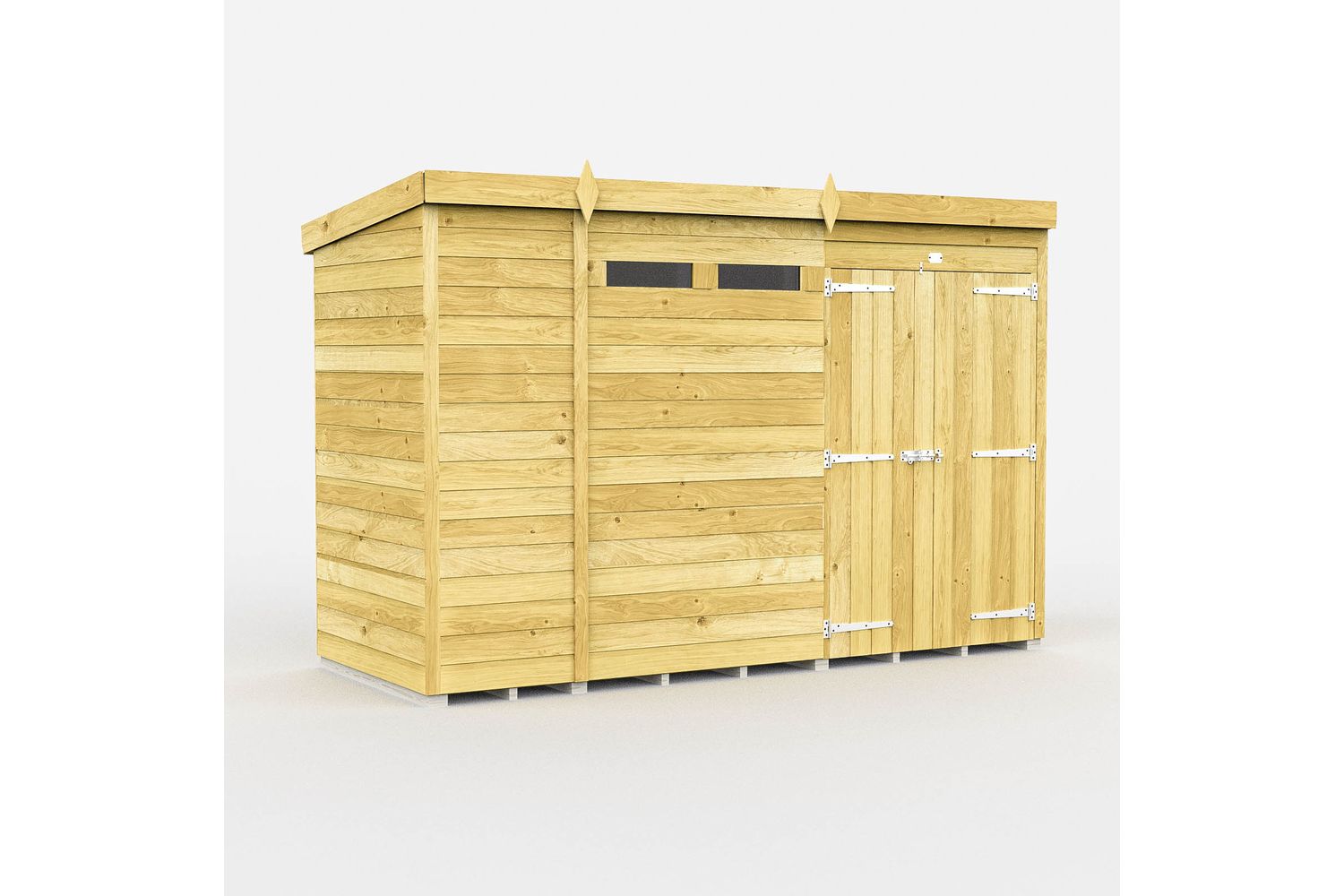 10 X 4 Security Pent Shed Double Door
