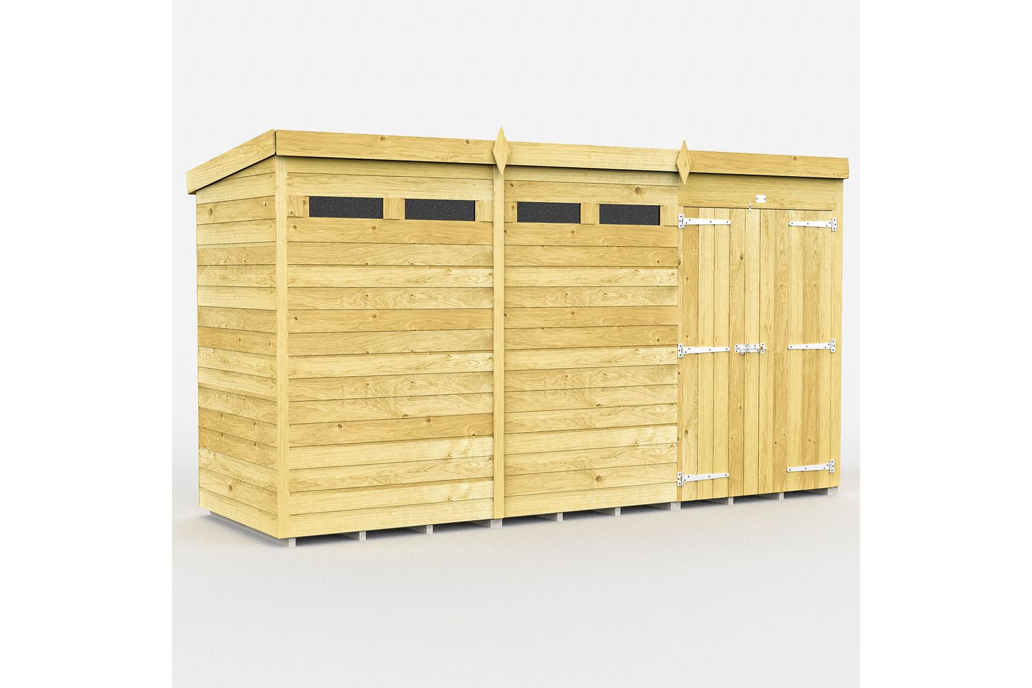 12 X 4 Security Pent Shed Double Door