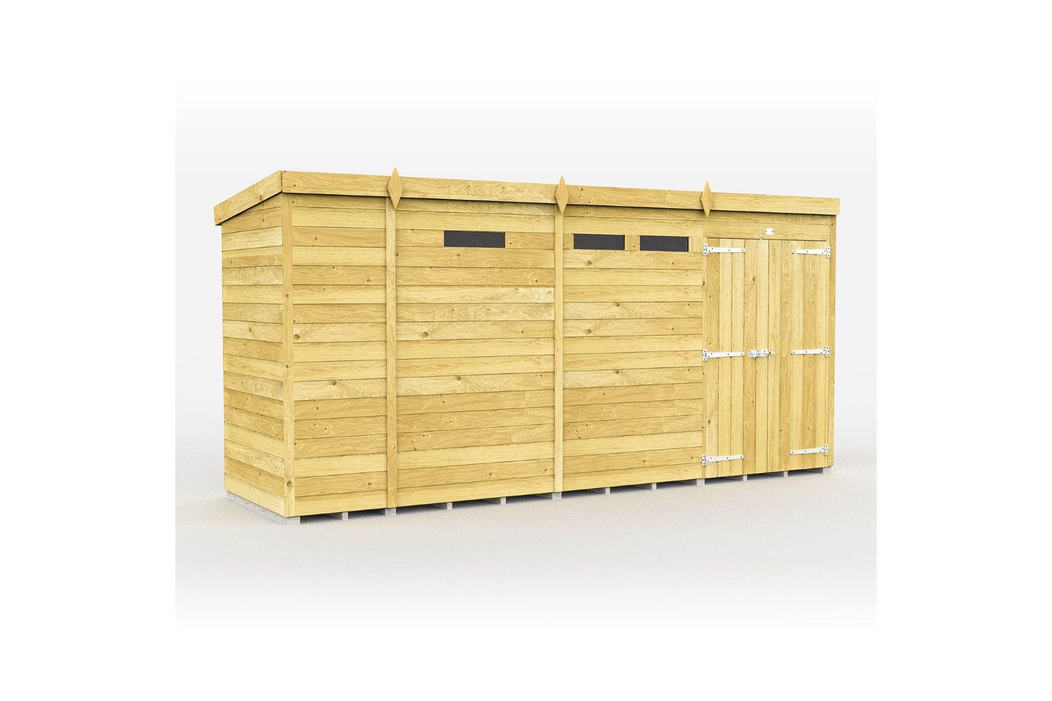 13 X 4 Security Pent Shed Double Door