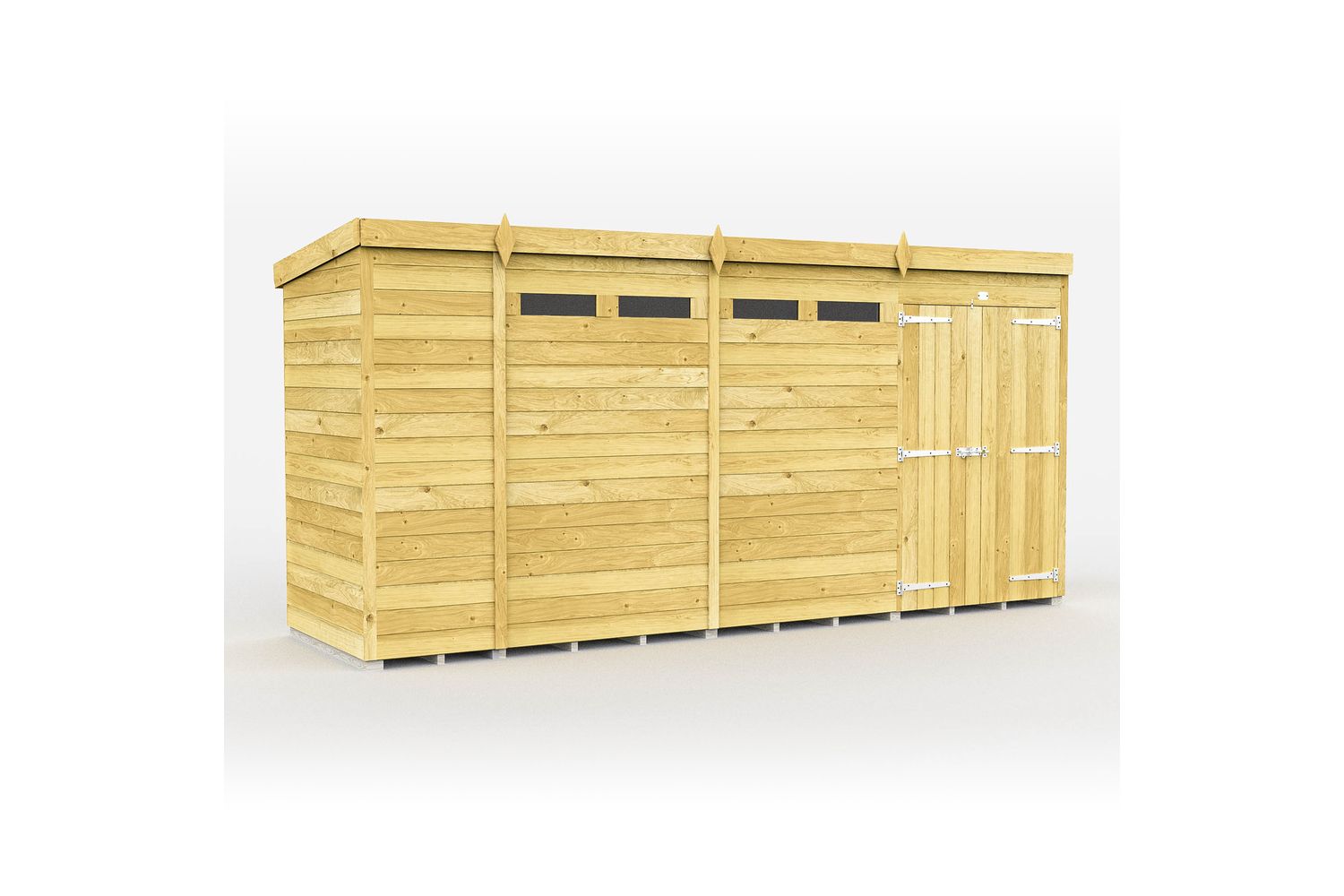 14 X 4 Security Pent Shed Double Door