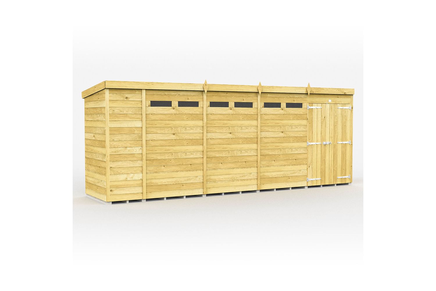 18 X 4 Security Pent Shed Double Door