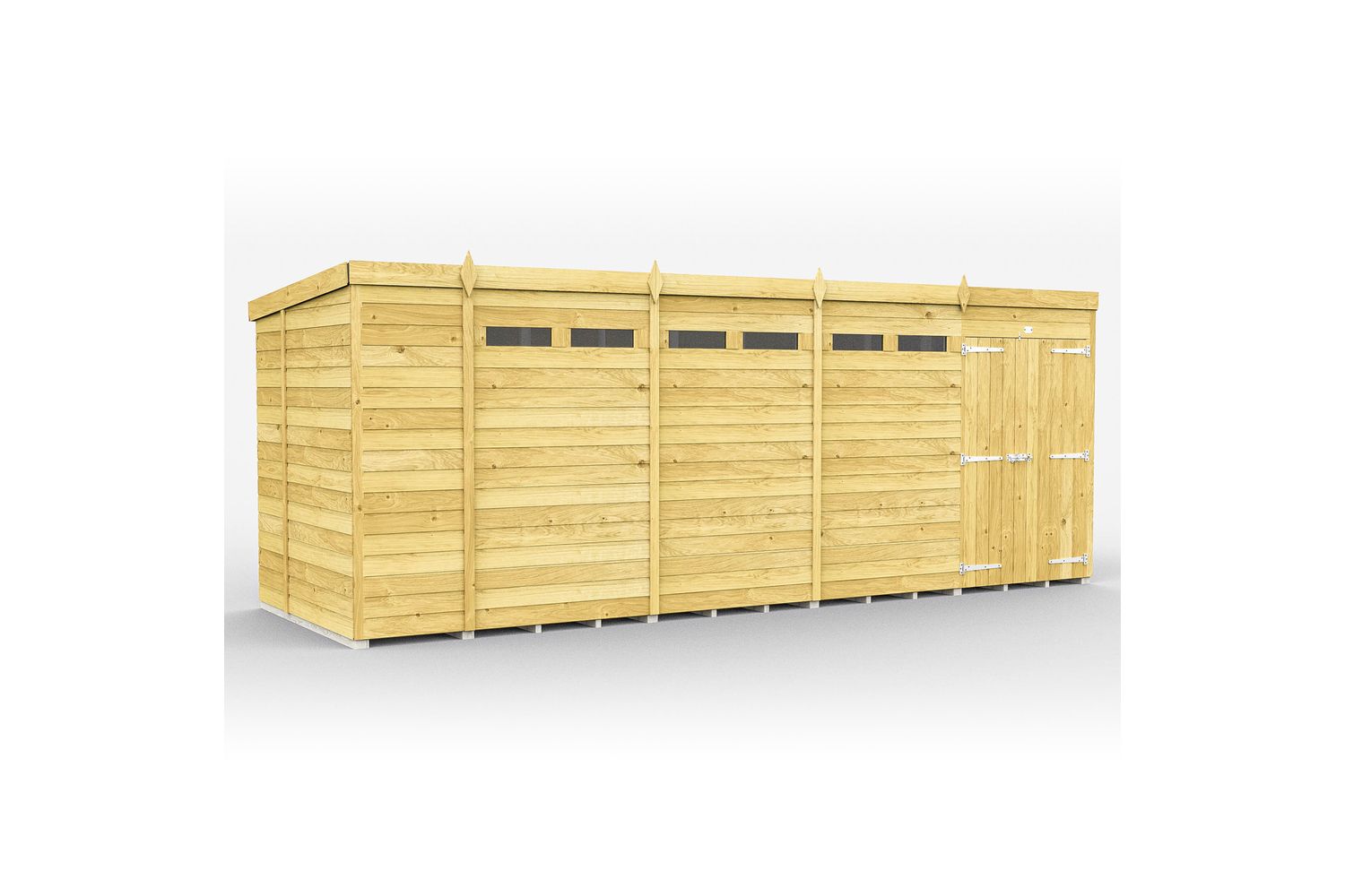 19 X 5 Security Pent Shed Double Door