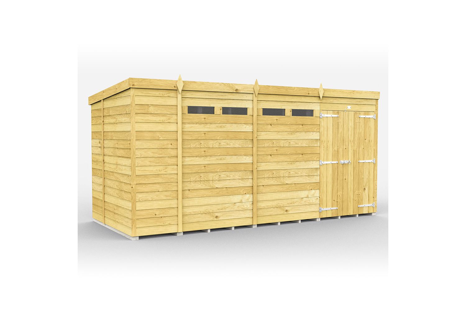 15 X 7 Security Pent Shed Double Door