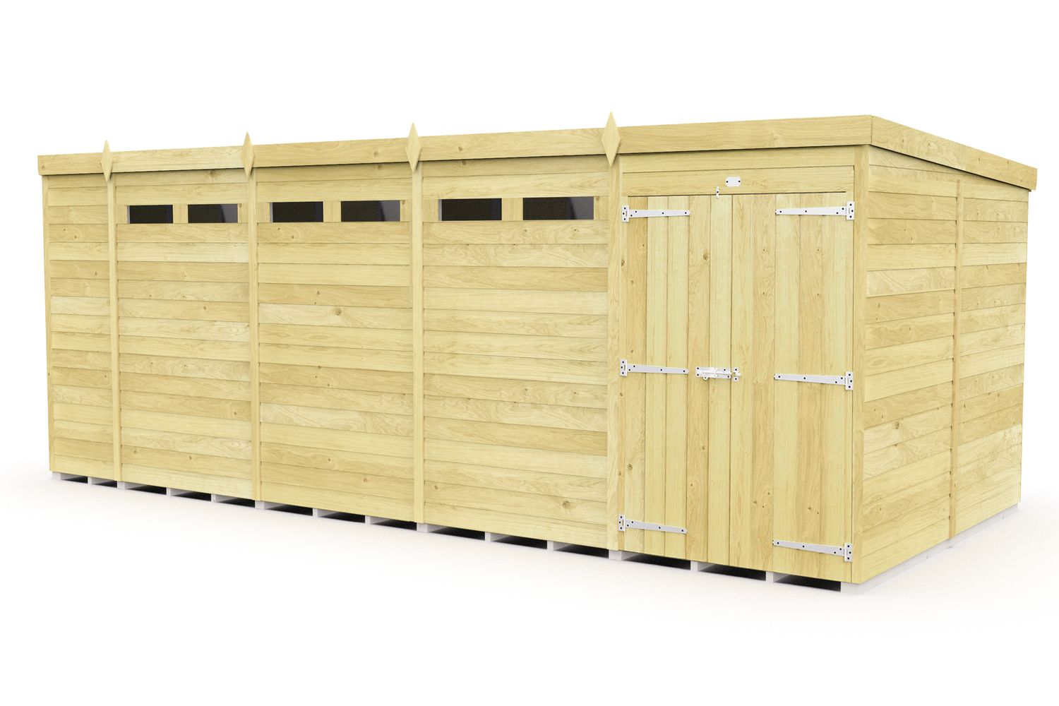 18 X 8 Security Pent Shed Double Door