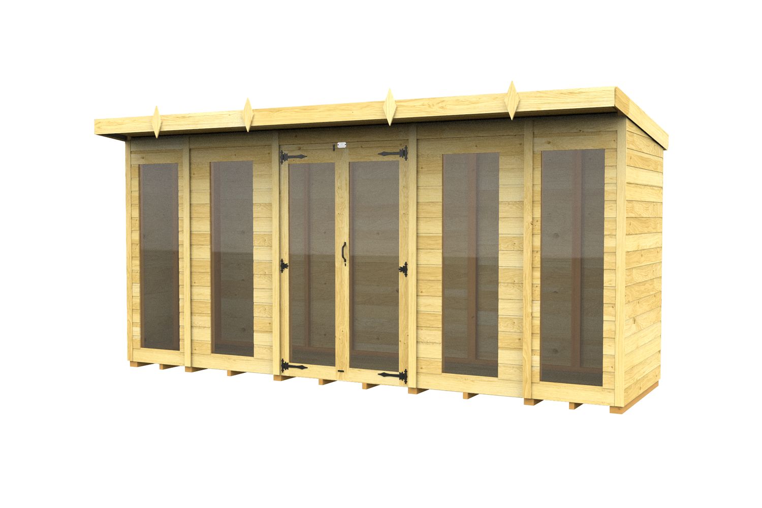 14 X 4 Pent Summer House Full Height Window