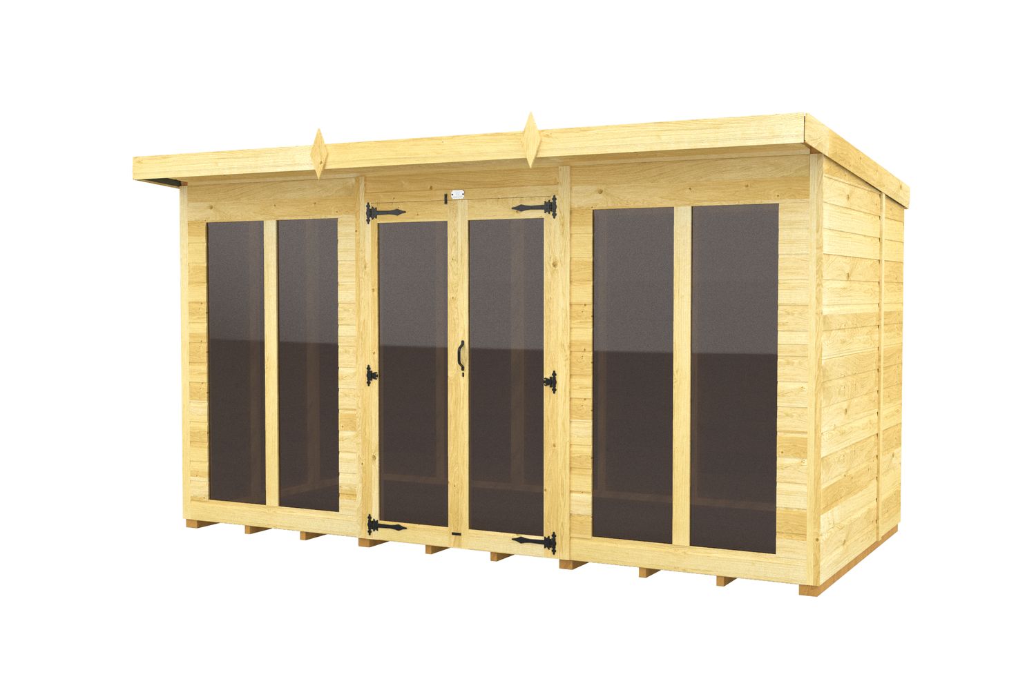 12 X 7 Pent Summer House Full Height Window