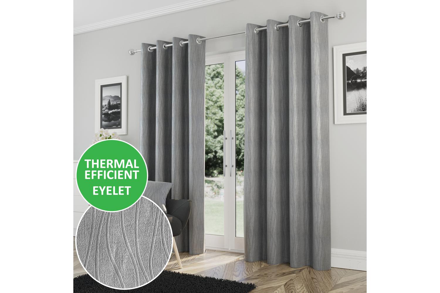 Silver Eyelet Goodwood Pair Of Room Darkening Thermal Curtains 168x183cm