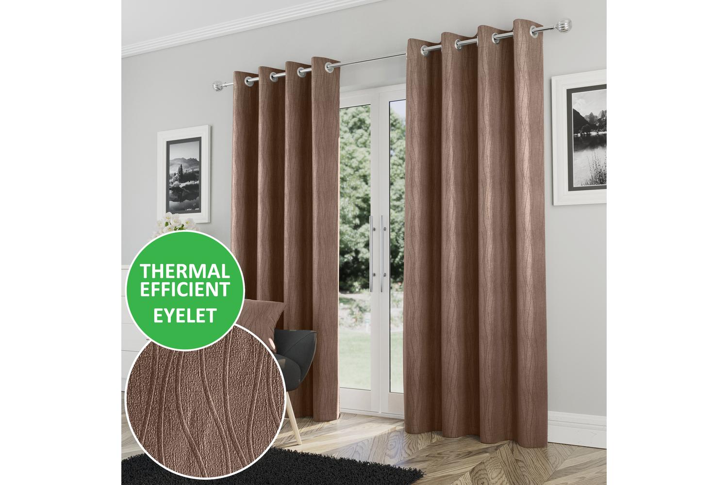 Bronze Eyelet Goodwood Pair Of Room Darkening Thermal Curtains 168x229cm