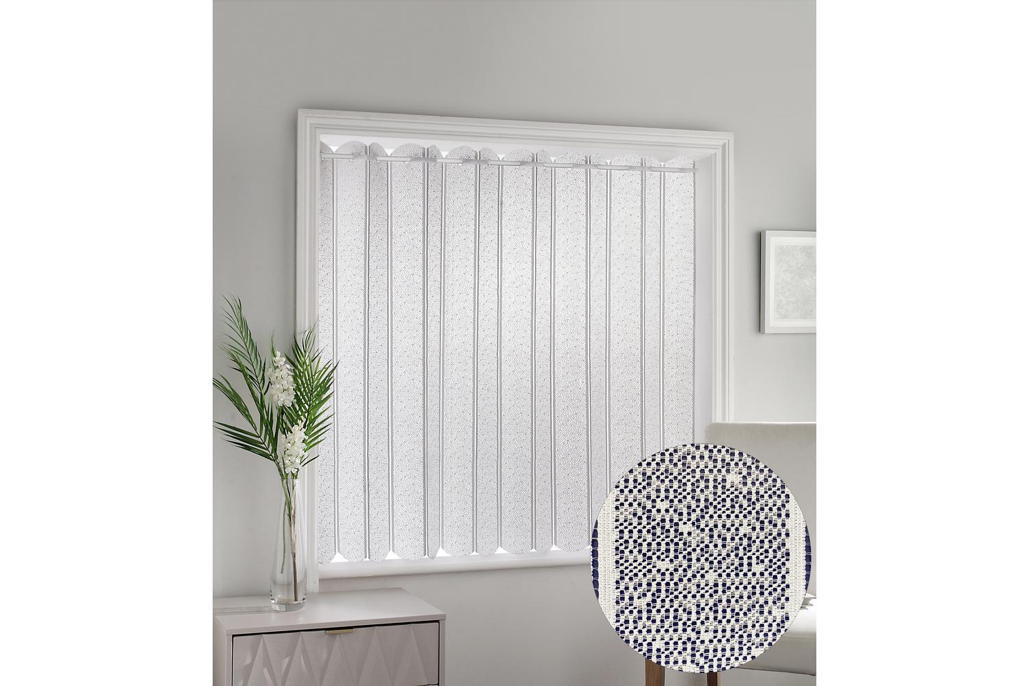 White Plain Textured Voile Louvre Vertical Pleated Window Blind Panel 182x137cm