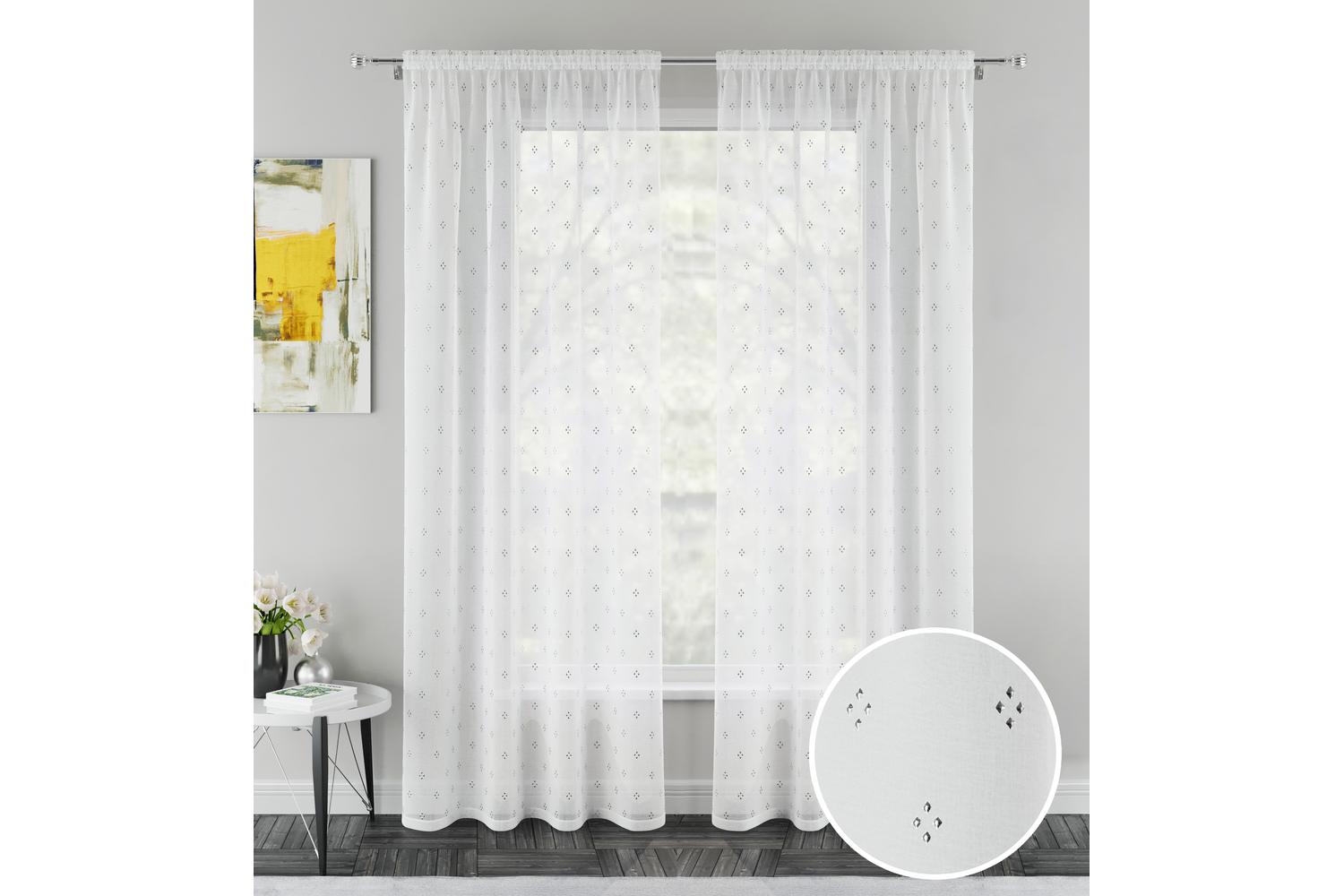 Silver Metallic Destiny Pair Of Diamond Print Sheer Voile Panels 140x229cm