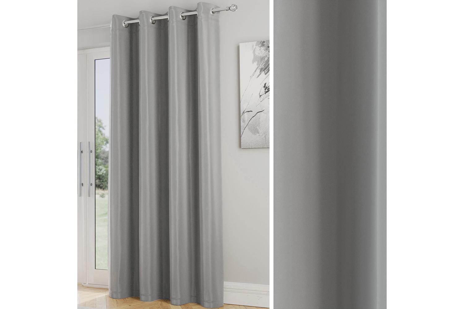 Grey Eyelet Nightfall Single Door Darkening Supersoft Thermal Noise Reducing Door Curtain 168x214cm