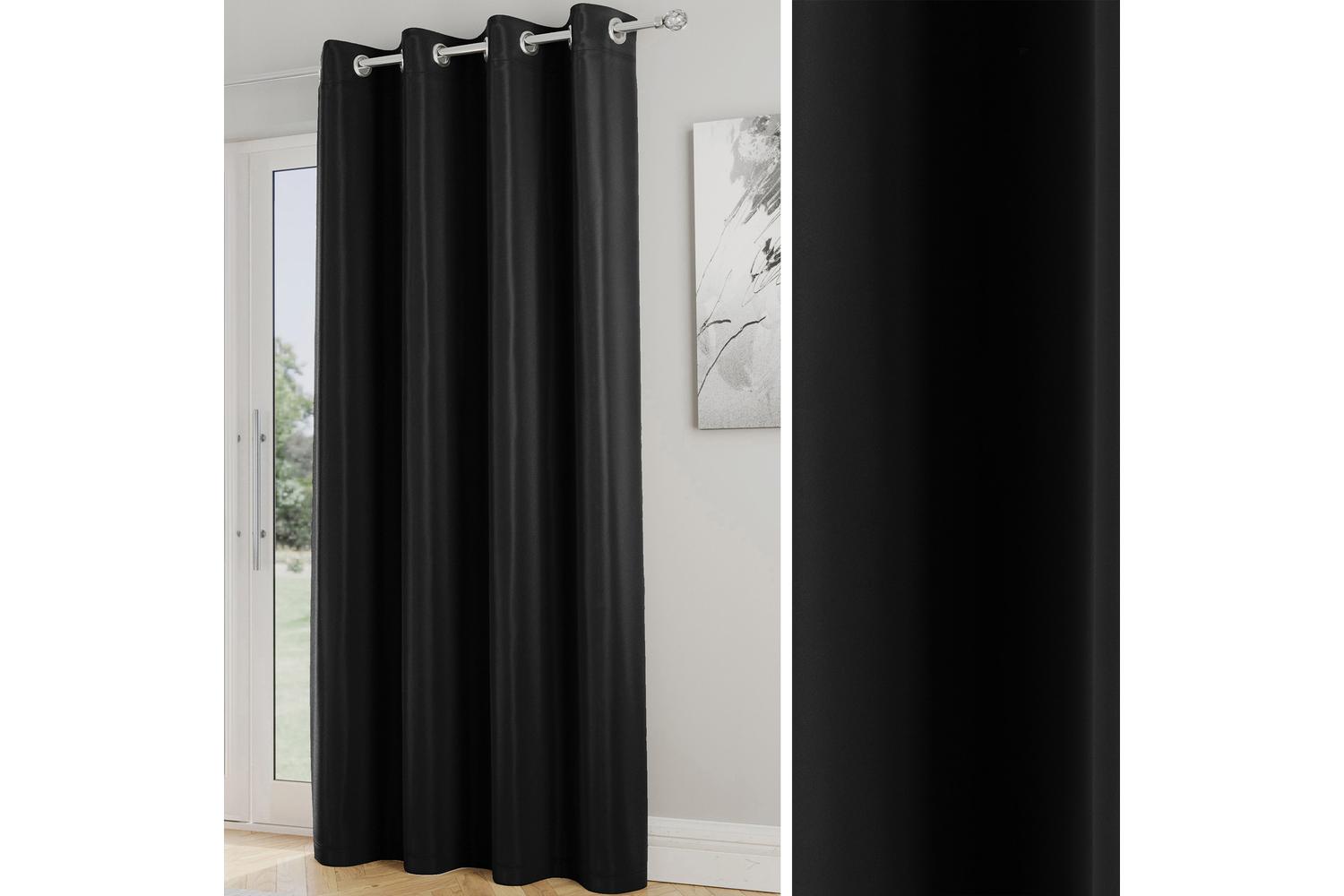 Black Eyelet Nightfall Single Door Room Darkening Supersoft Thermal Noise Reducing Curtain 168x214cm