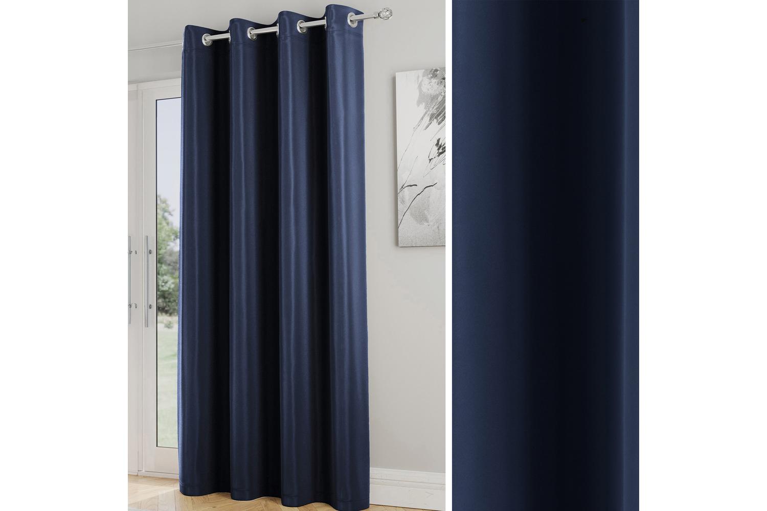 Navy Eyelet Nightfall Single Door Room Darkening Supersoft Thermal Noise Reducing Curtain 168x214cm