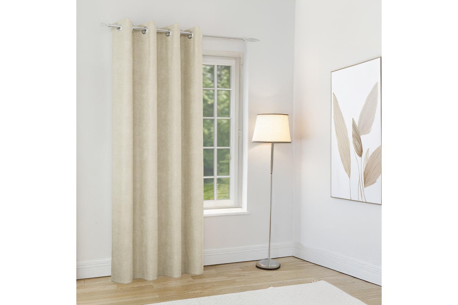 Cream Eyelet Knightsbridge Single Door Chenille Thermal Noise Reducing Blackout Curtain 168x214cm
