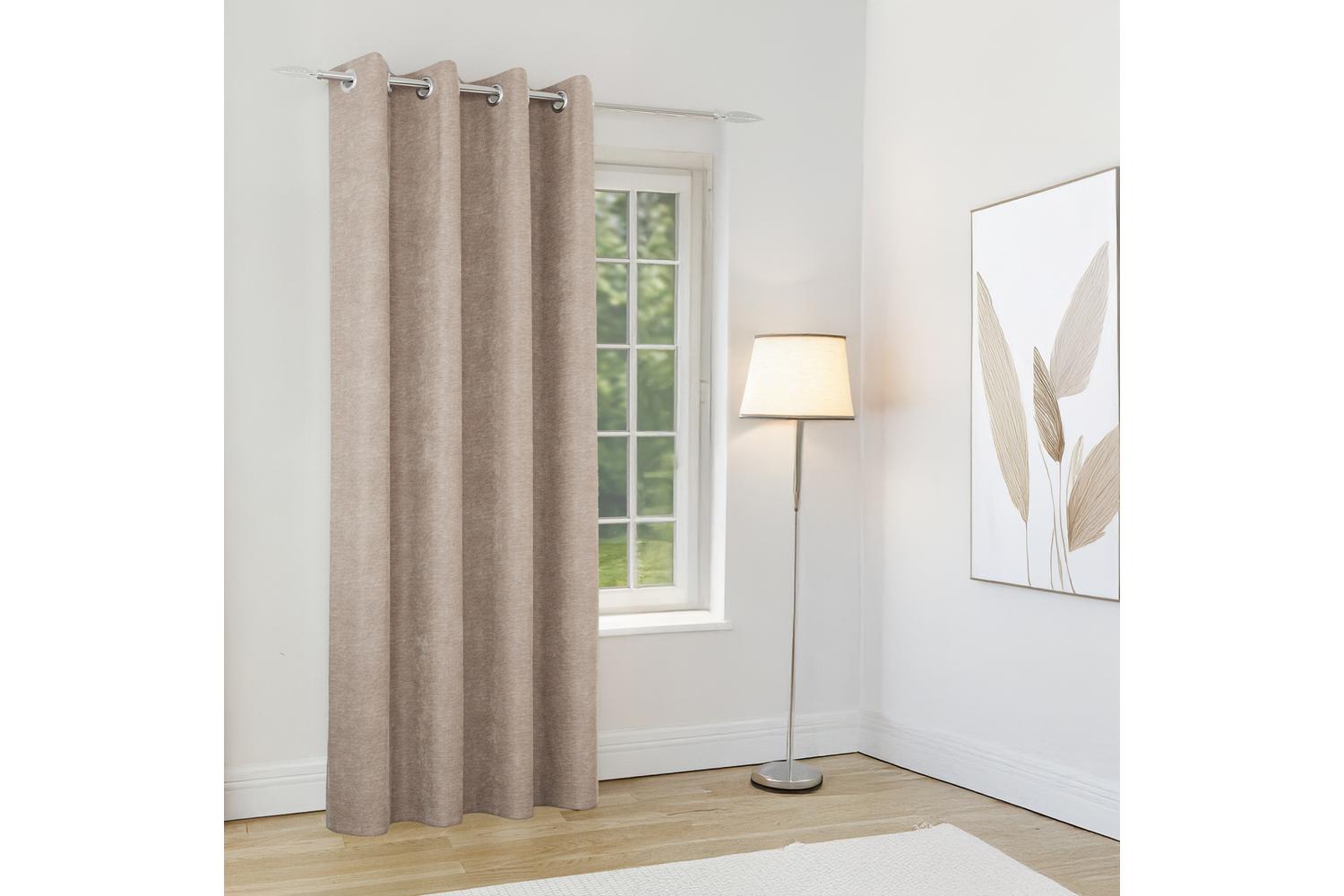 Sand Eyelet Knightsbridge Single Door Chenille Thermal Noise Reducing Blackout Curtain 168x214cm