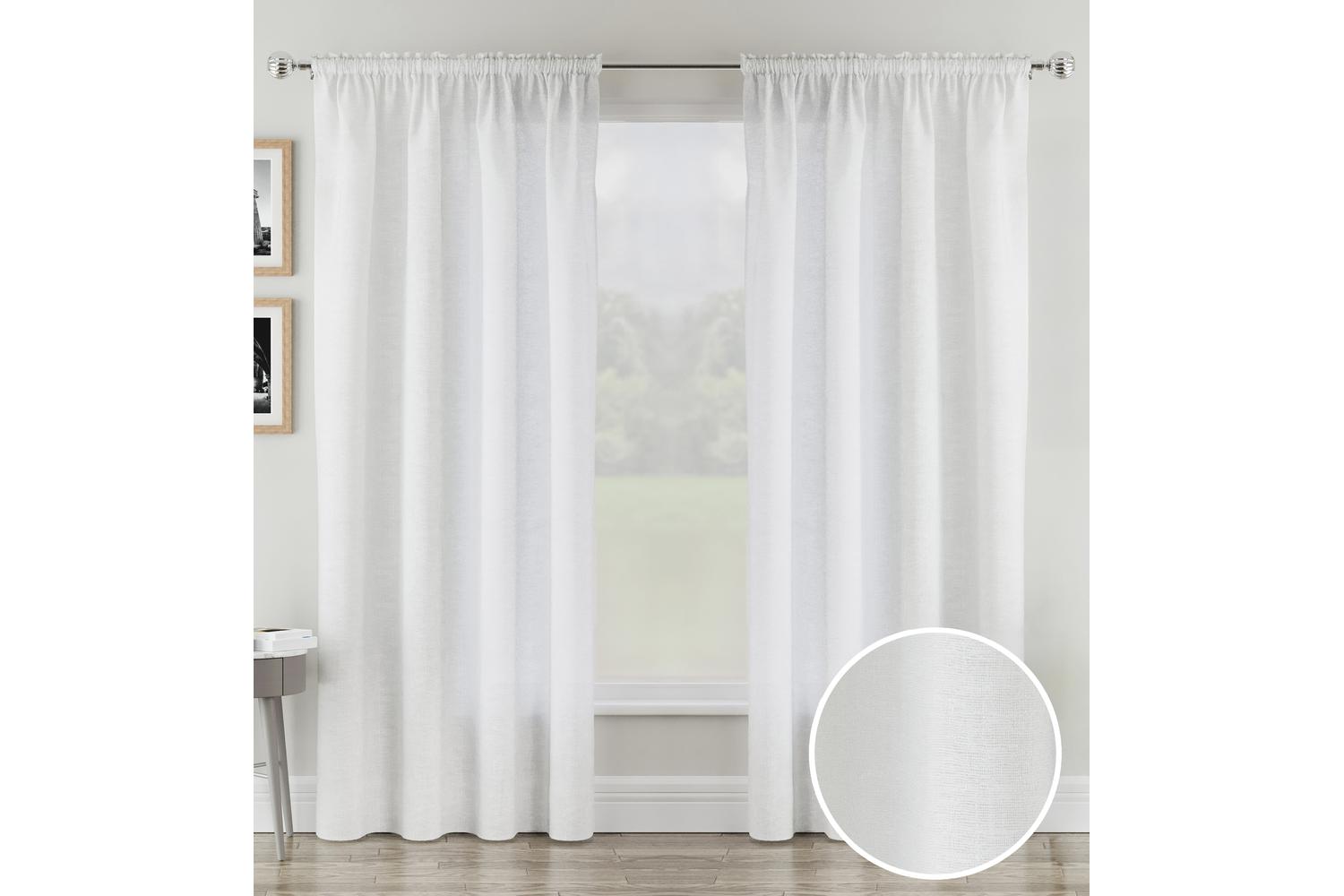 White Rod Pocket Rhodes Pair Of Linen Look Voile Panels 140x137cm