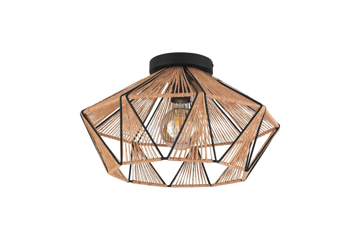 Eglo | Adwickle Natural Hemp Yarn Ceiling Light | Brown/Black