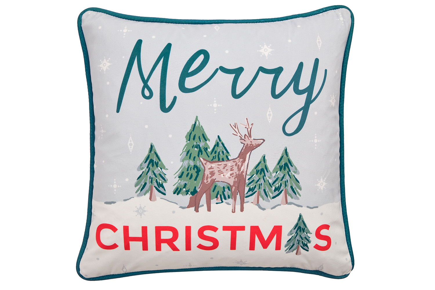 Deer Cushion | Green/Red | 45 x 45 cm