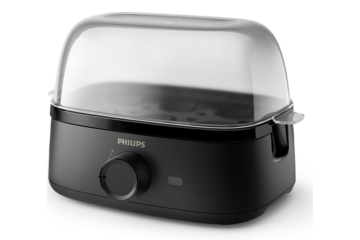 Philips Black 400W 6-Egg Poacher with Transparent Lid