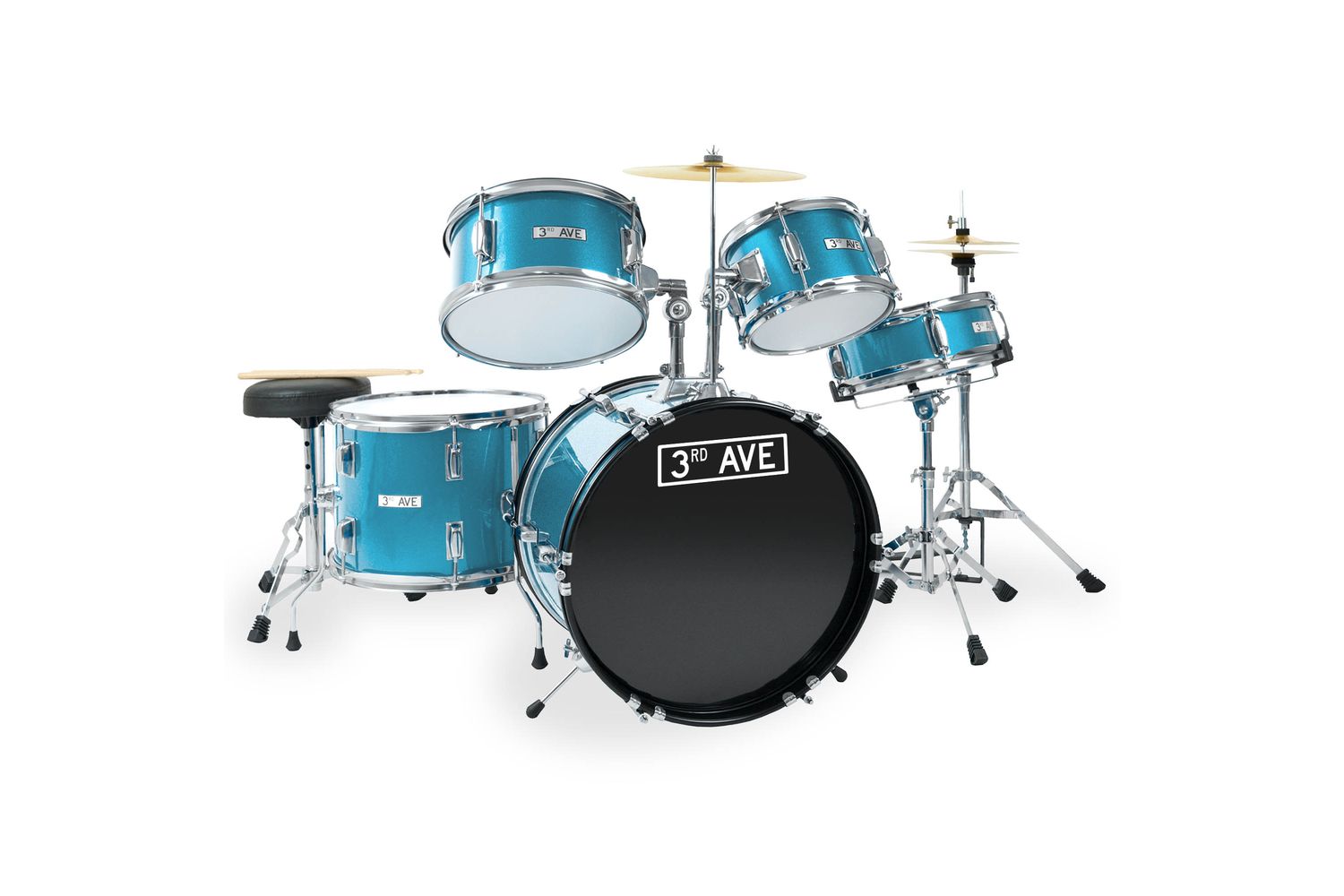 3rd Avenue 5 Piece Junior Drum Kit - Shine Green