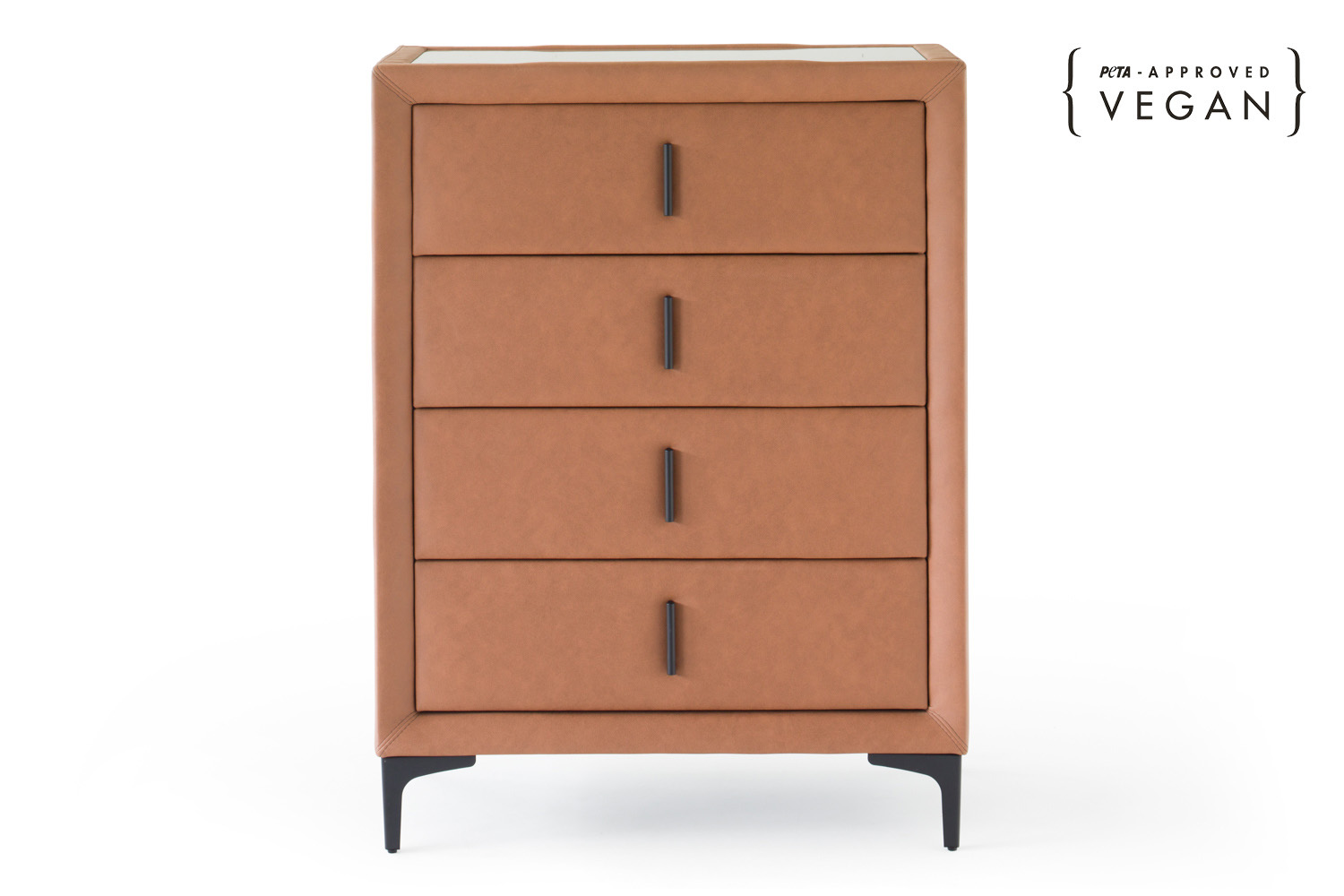 Lewis Chest of Drawer | Vegan Leather | 4 Drawer | Tan