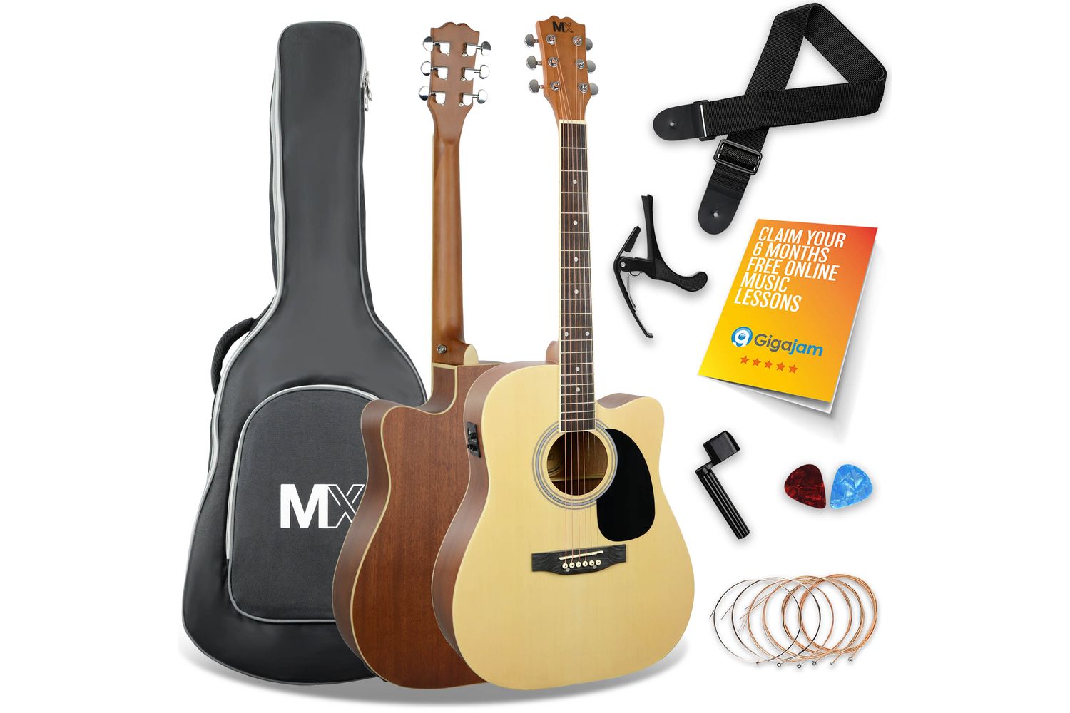 Mx Cutaway Electro Acoustic Guitar Pack - Natural