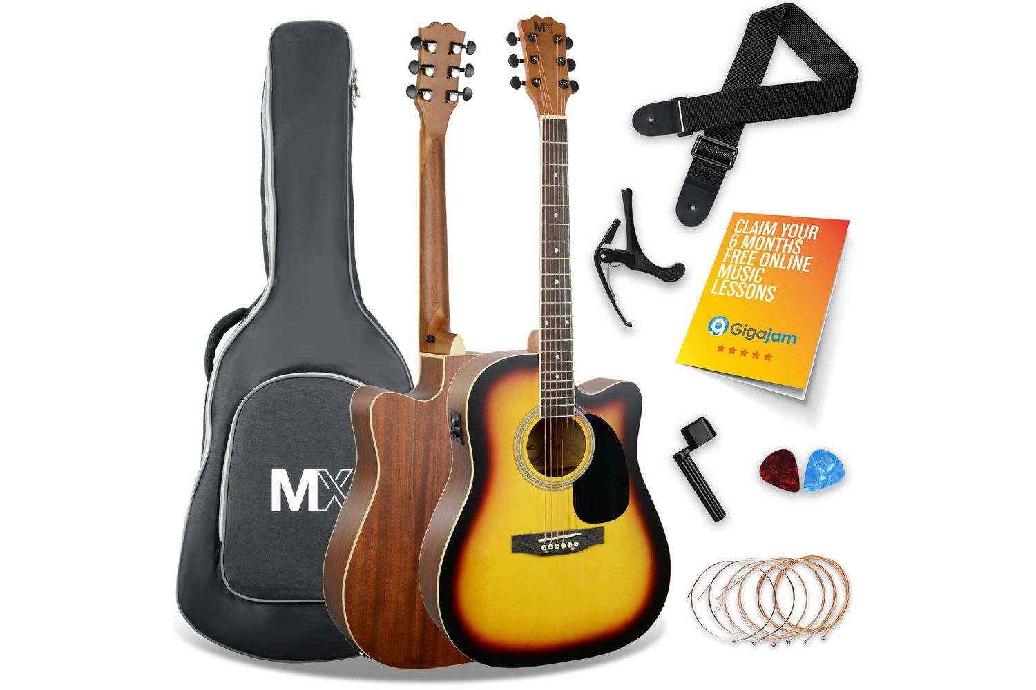 Mx Cutaway Electro Acoustic Guitar Pack - Sunburst