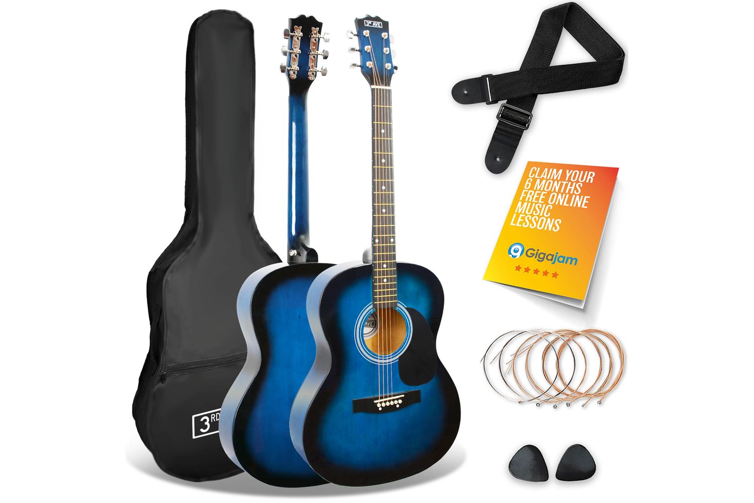 3rd Avenue Acoustic Guitar Pack - Blueburst