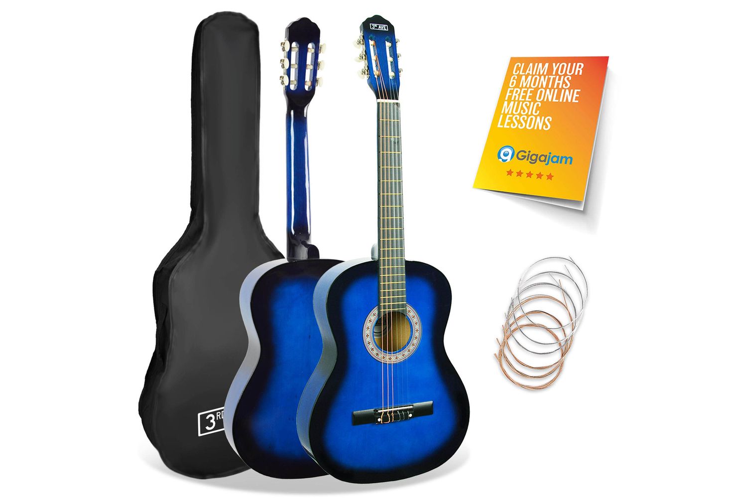 3rd Avenue 34 Size Classical Guitar Pack - Blueburst