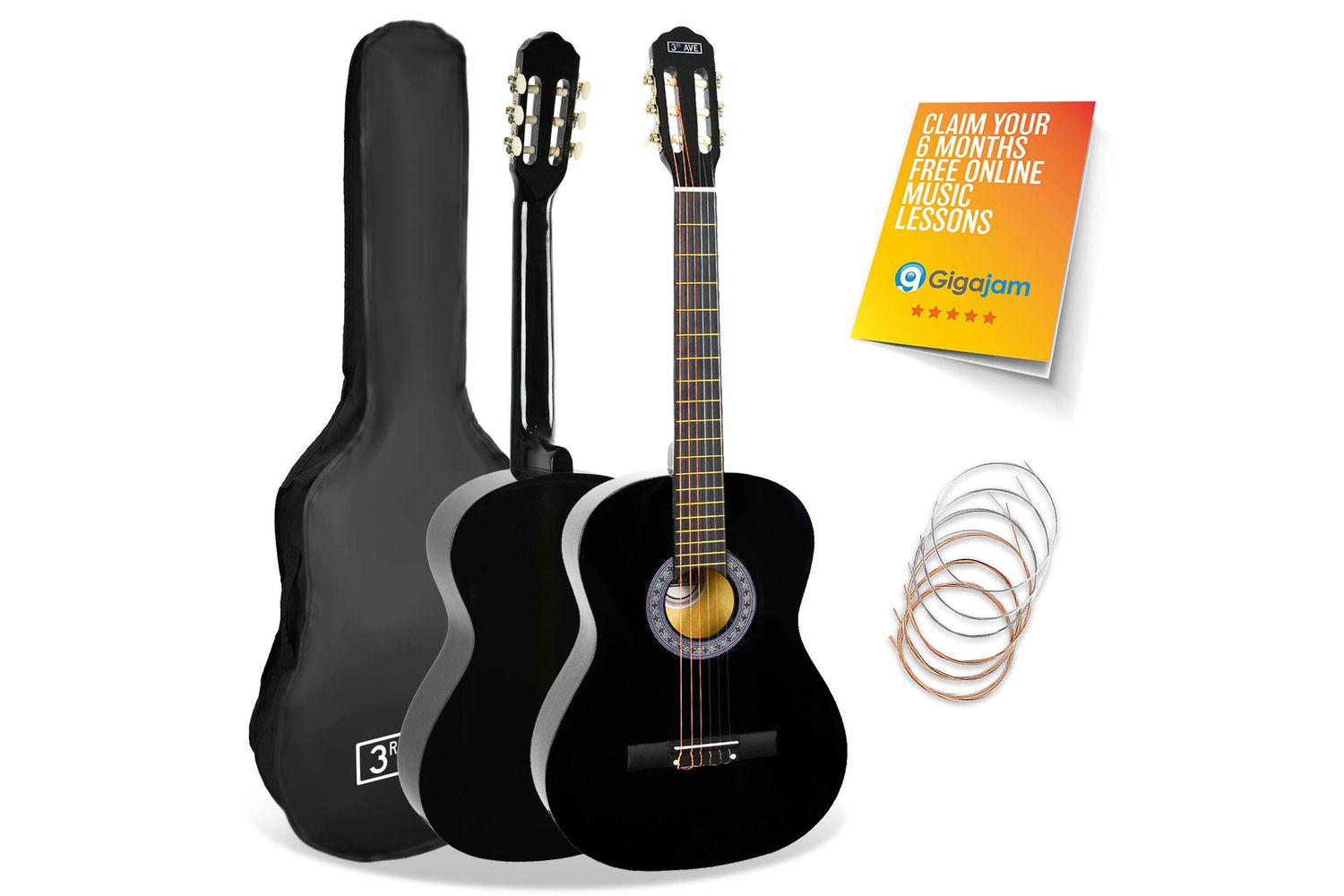 3rd Avenue 34 Size Classical Guitar Pack - Black