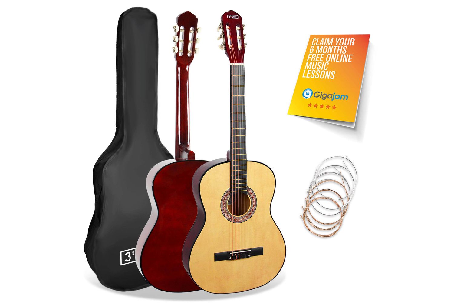 3rd Avenue 34 Size Classical Guitar Pack - Natural