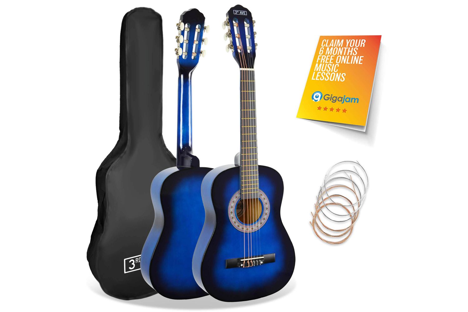 3rd Avenue 12 Size Classical Guitar Pack - Blueburst
