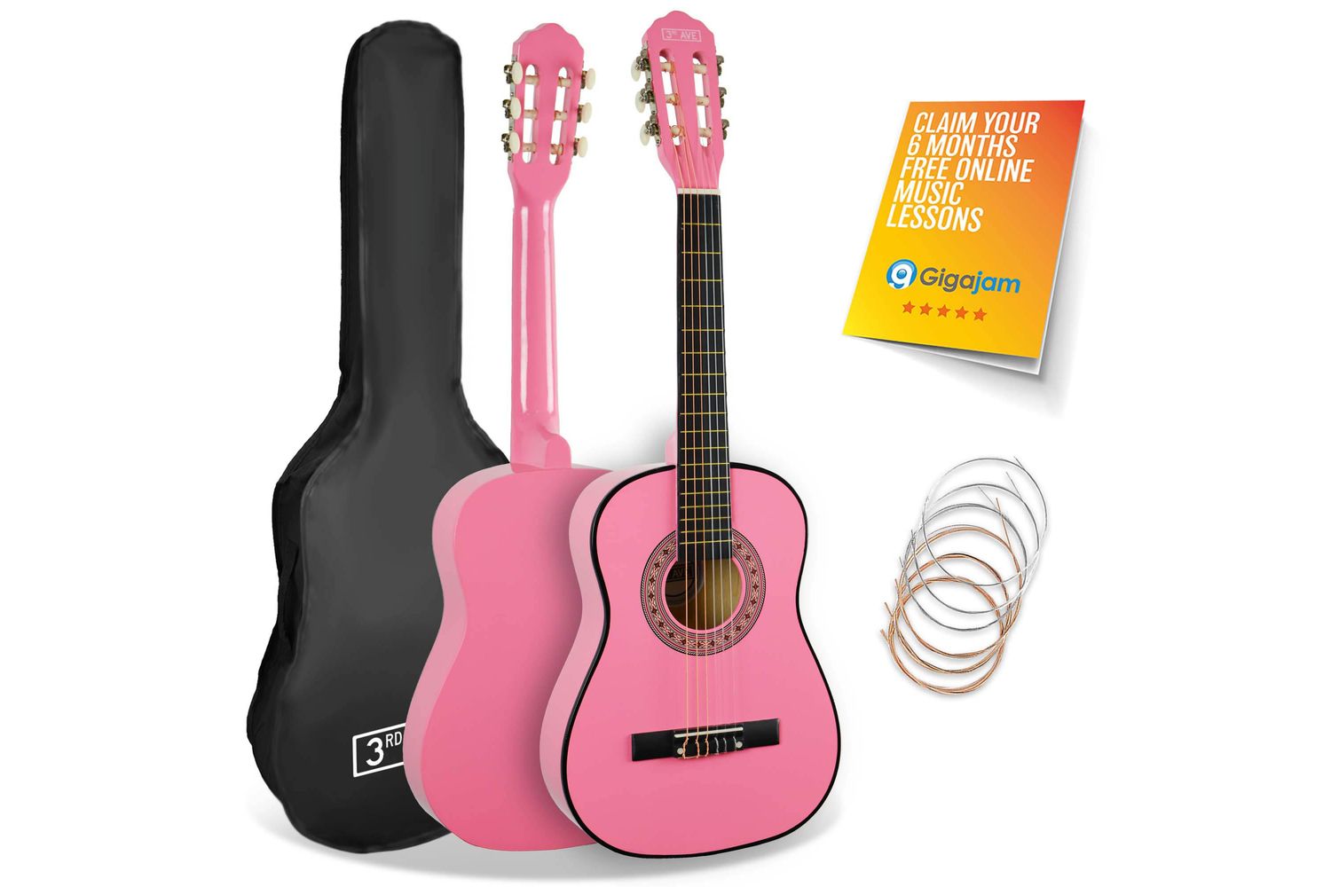 3rd Avenue 12 Size Classical Guitar Pack - Pink
