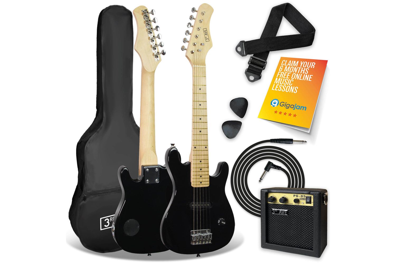 3rd Avenue Junior Electric Guitar Pack - Black