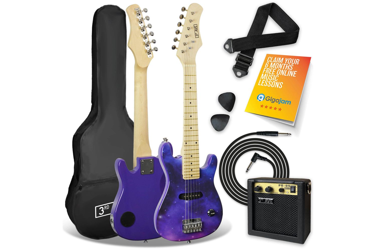 3rd Avenue Junior Electric Guitar Pack - Purple Galaxy