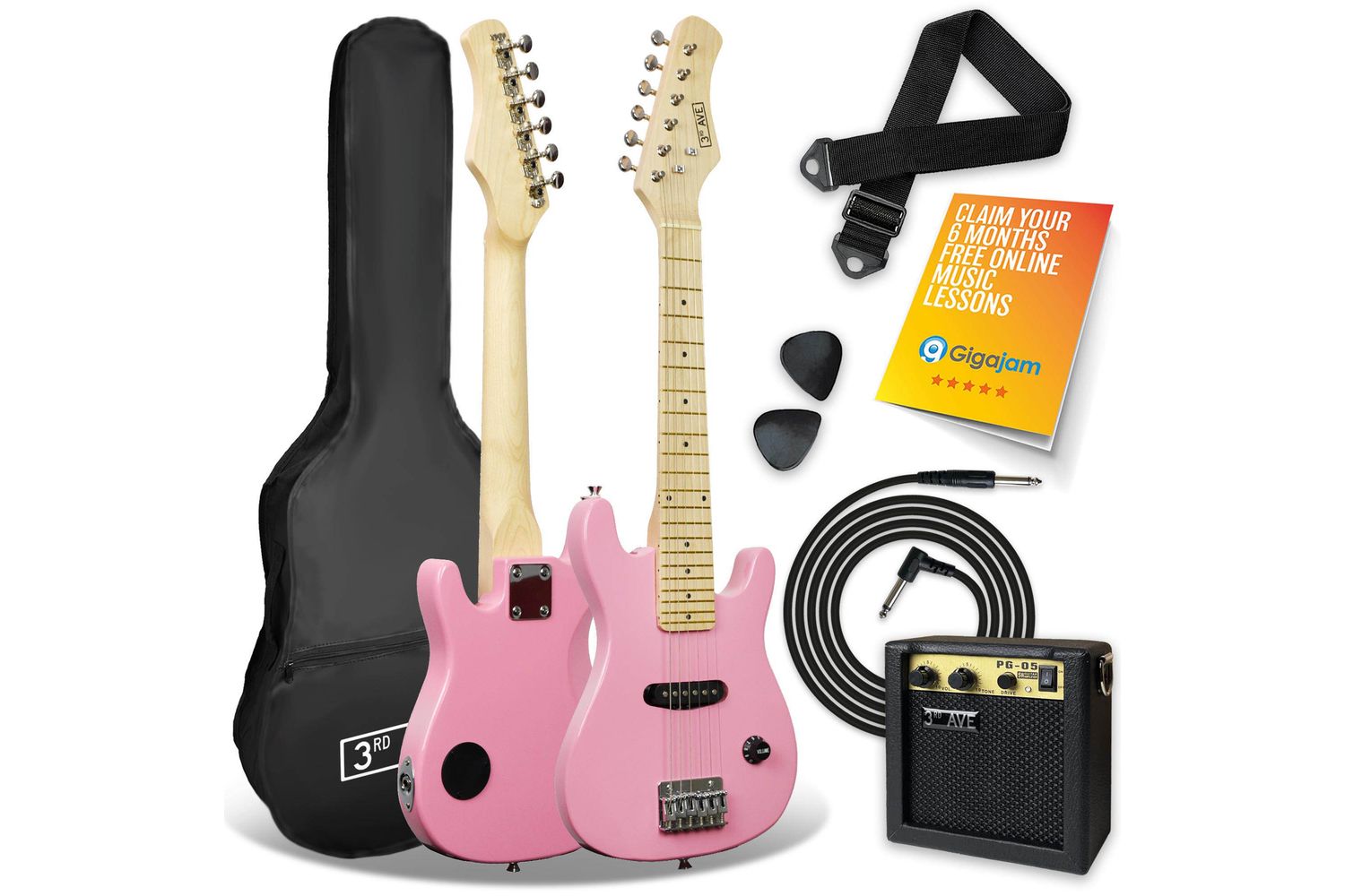 3rd Avenue Junior Electric Guitar Pack - Pink