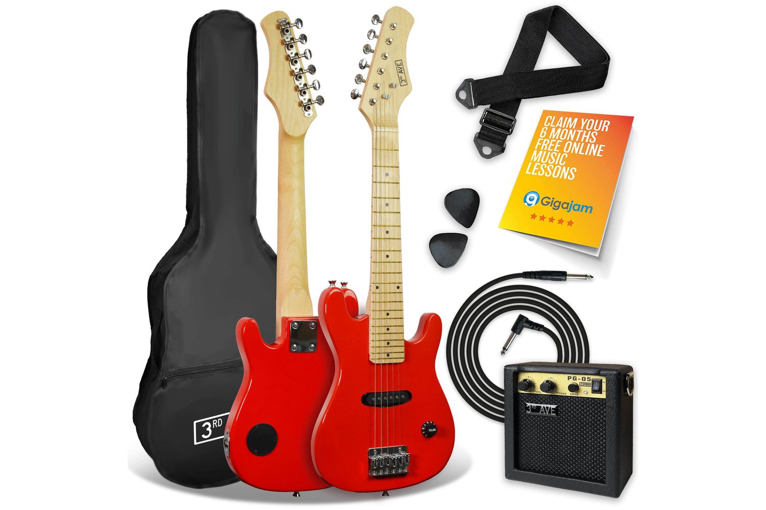 3rd Avenue Junior Electric Guitar Pack - Red