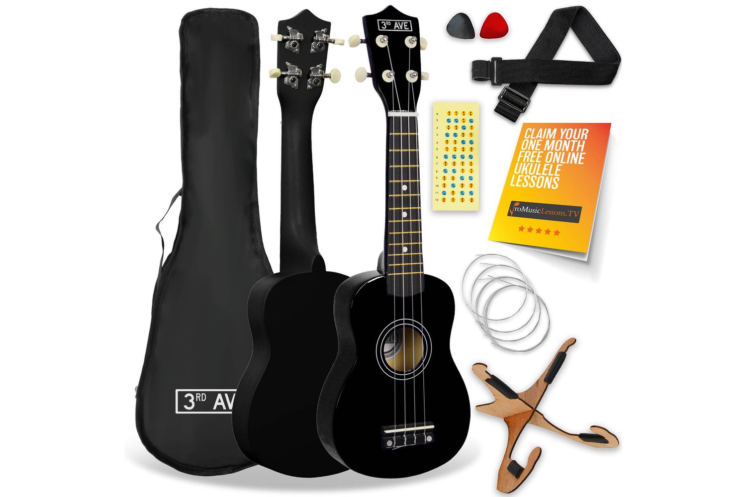 3rd Avenue Soprano Ukulele Pack - Black