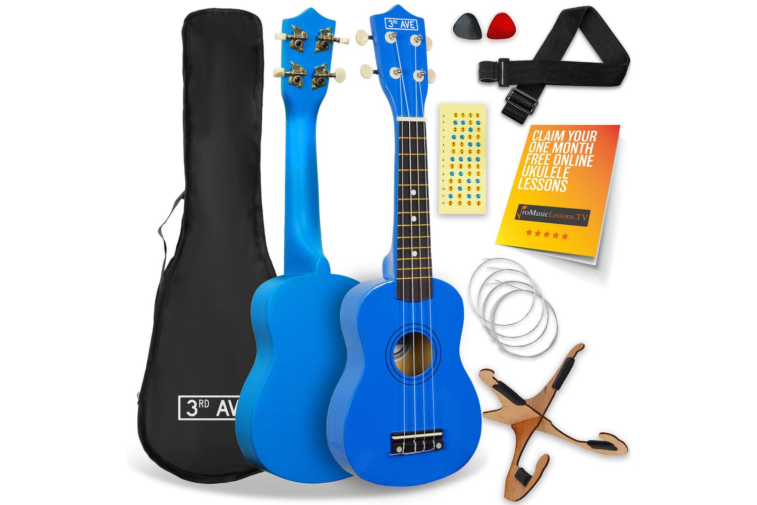 3rd Avenue Soprano Ukulele Pack - Blue