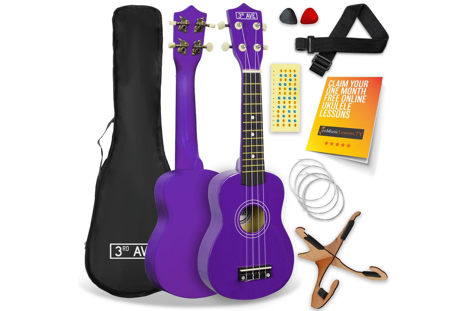 3rd Avenue Soprano Ukulele Pack - Purple