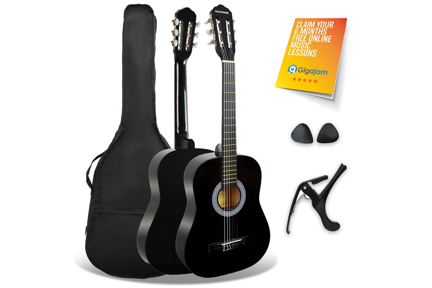 3rd Avenue Rocket 34 Classical Guitar Pack - Black