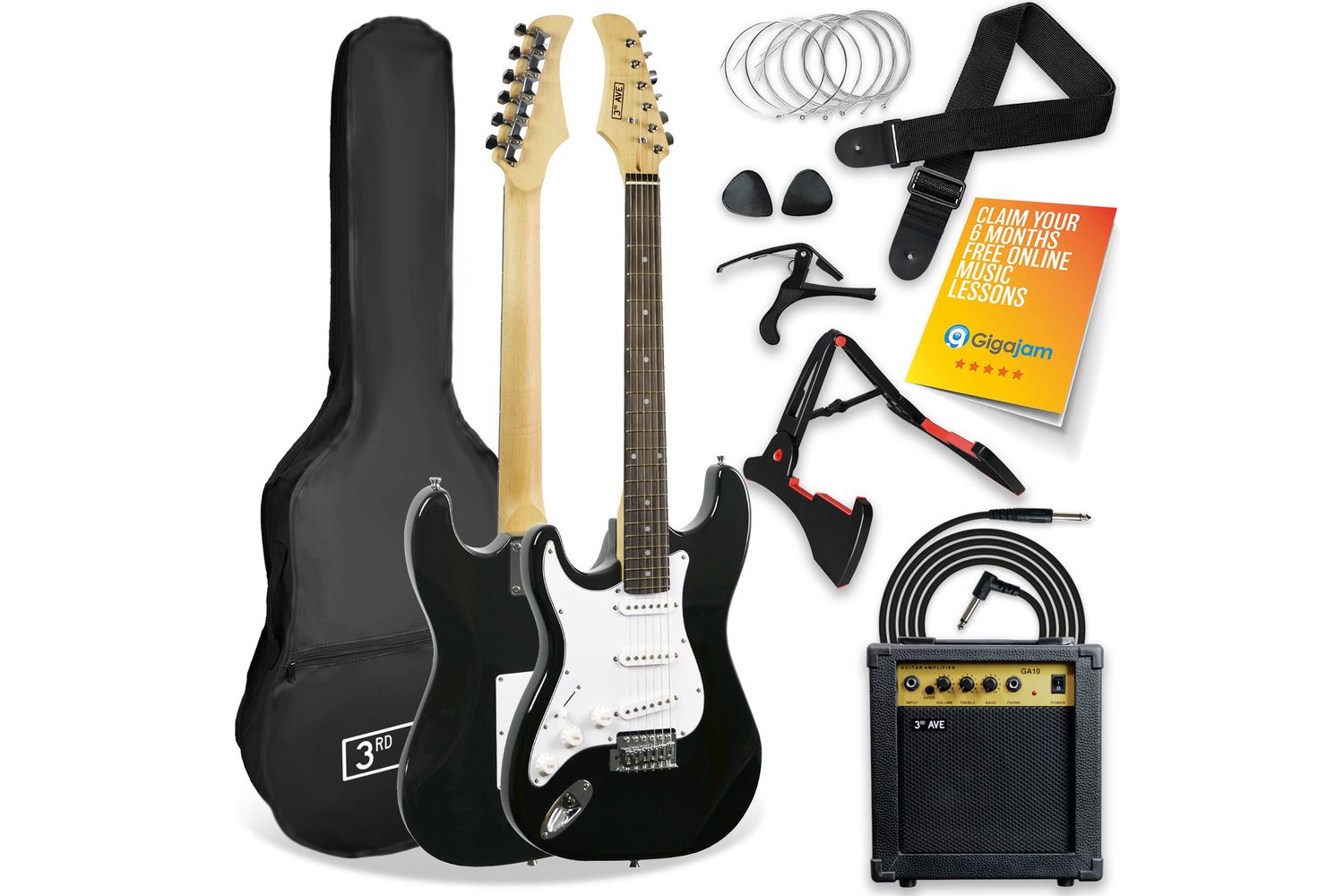 3rd Avenue Electric Guitar Pack - Left Hand Black