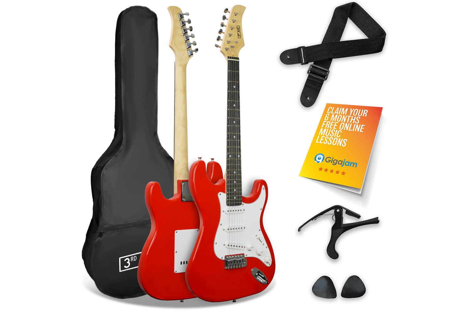3rd Avenue Rocket Series 44 Electric Guitar - Red
