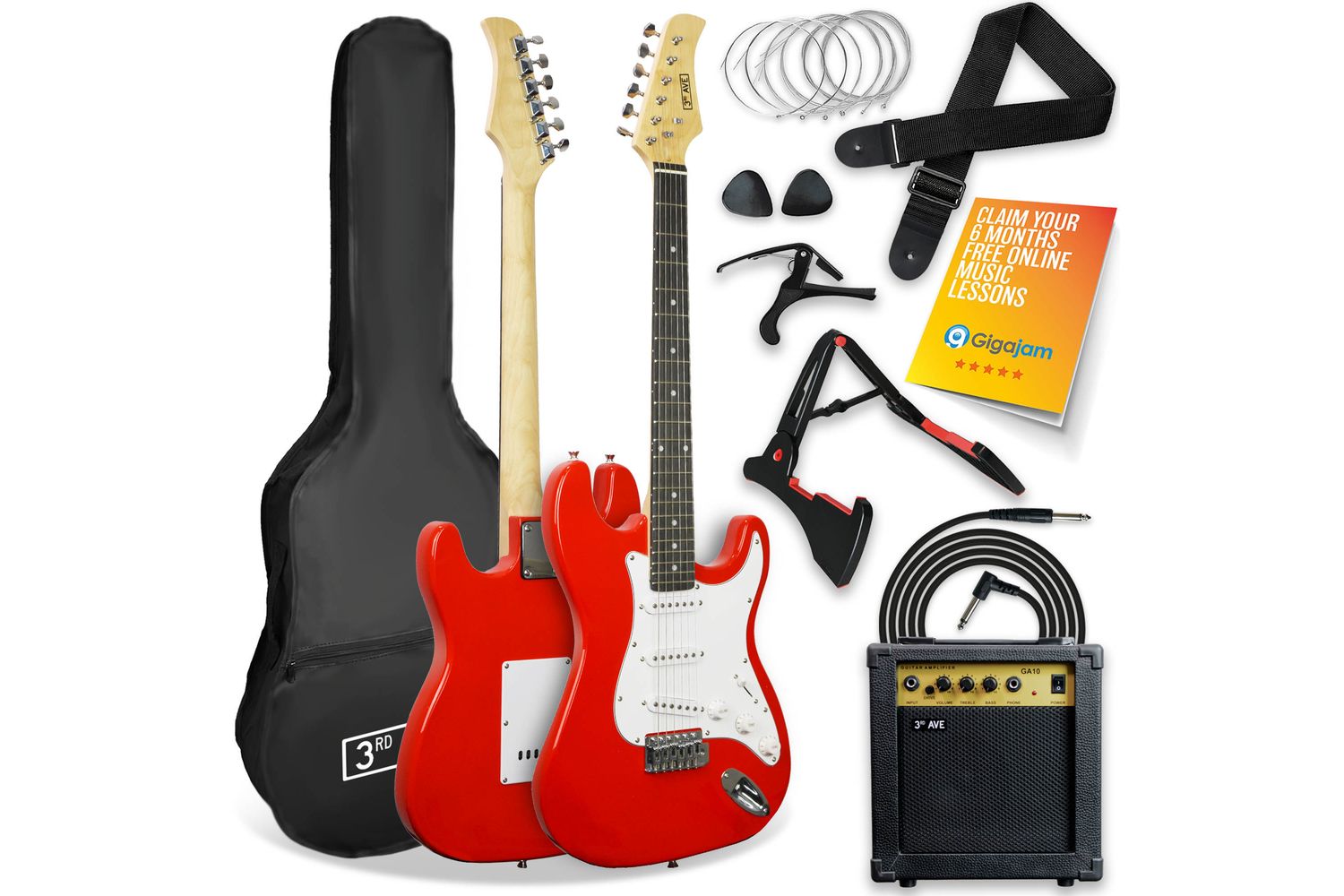 3rd Avenue 44 Size Electric Guitar Pack - Red