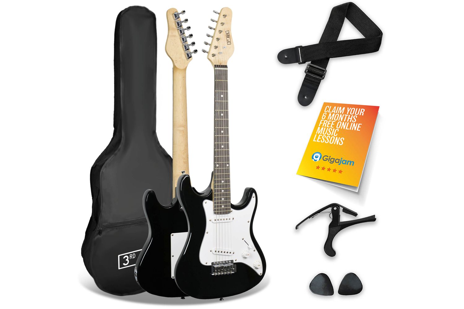 3rd Avenue Rocket Series 34 Electric Guitar - Black