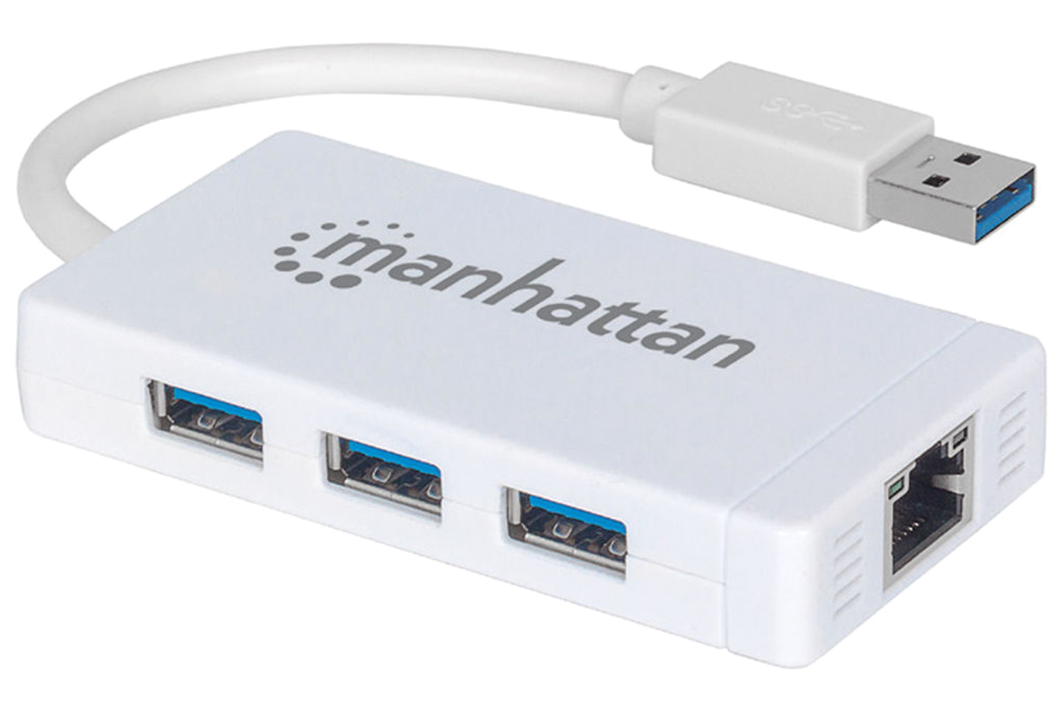 Manhattan 3 Port USB 3.0 Hub with Gigabit Ethernet Adapter