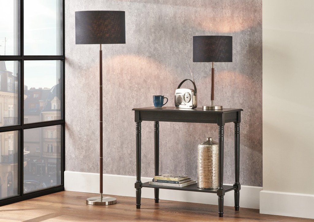 Gianni Floor Lamp | Silver/Wood Effect
